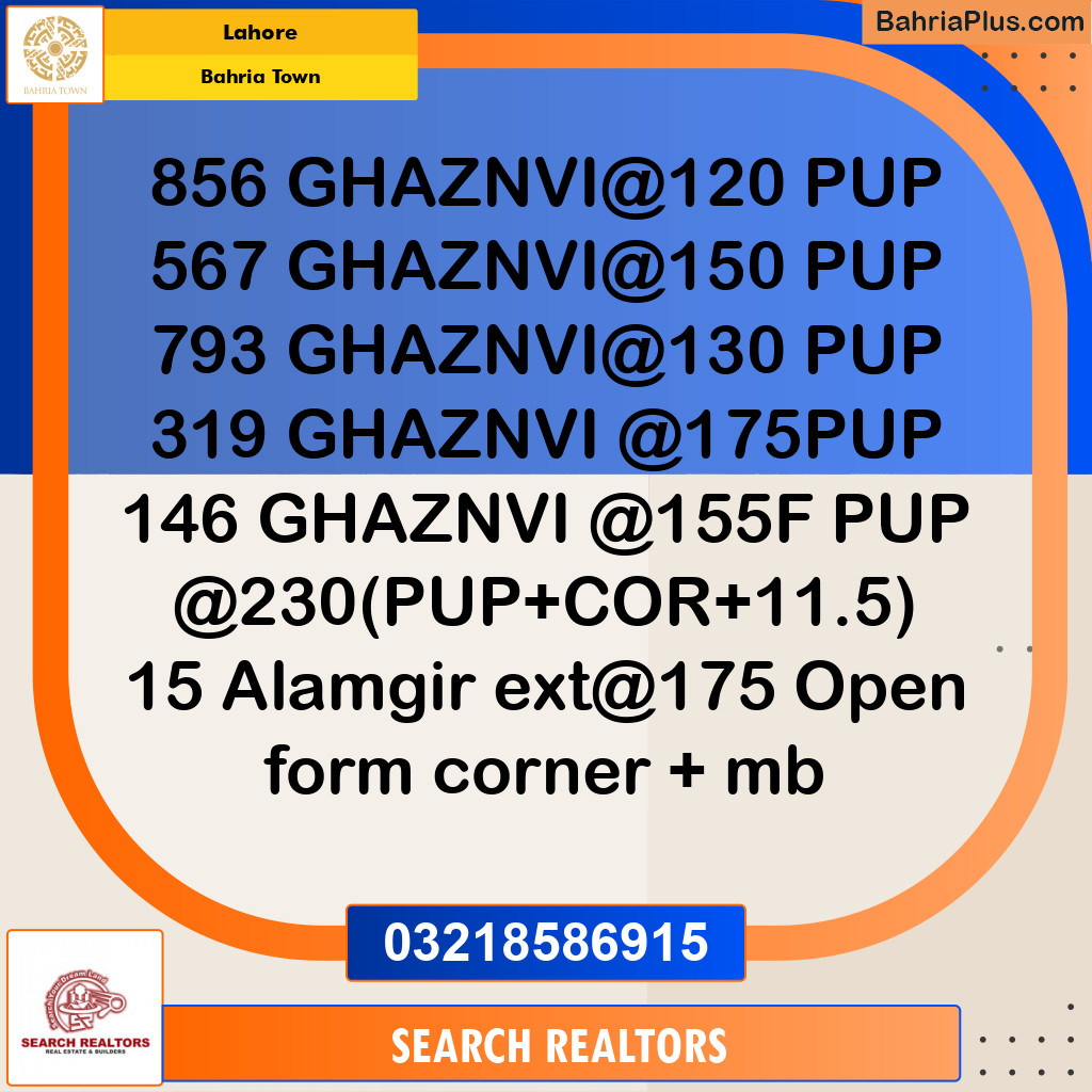 Residential Plot for Sale in Bahria Town, Lahore - (BP-235224)