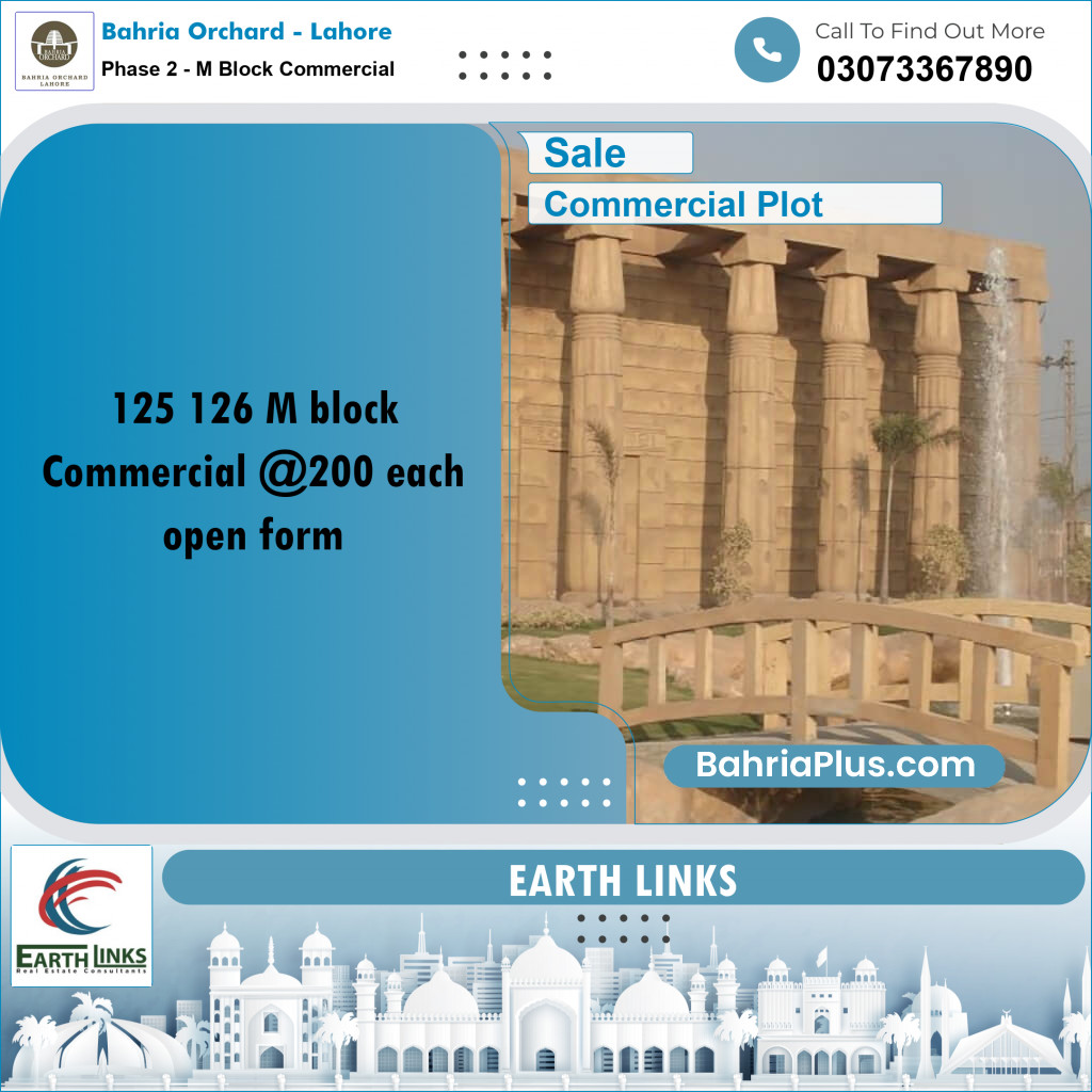 5 Marla Commercial Plot for Sale in Phase 2 - M Block Commercial -  Bahria Orchard, Lahore - (BP-235233)