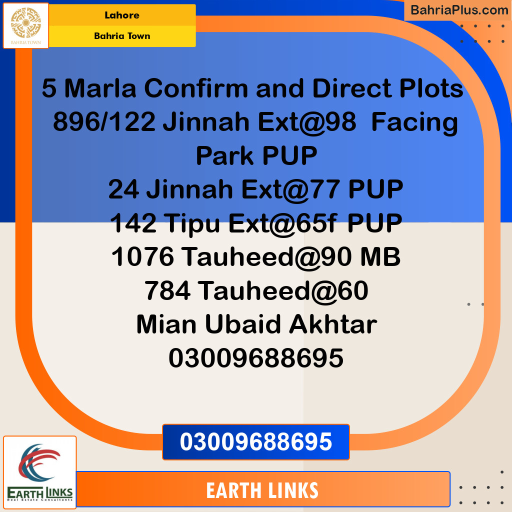 Residential Plot for Sale in Bahria Town, Lahore - (BP-235309)