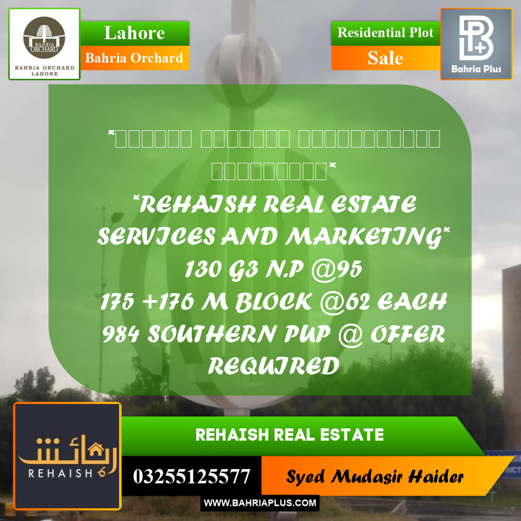 Residential Plot for Sale in Bahria Orchard, Lahore - (BP-235326)