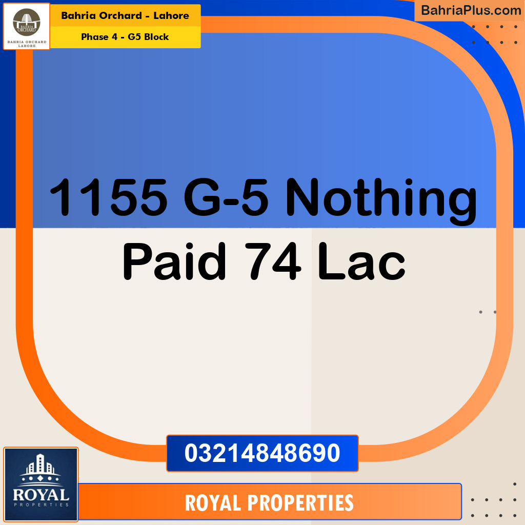 10 Marla Residential Plot for Sale in Phase 4 - G5 Block -  Bahria Orchard, Lahore - (BP-235333)