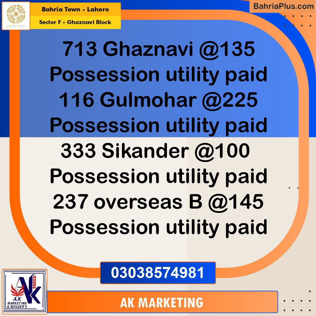 10 Marla Residential Plot for Sale in Sector F - Ghaznavi Block -  Bahria Town, Lahore - (BP-235345)