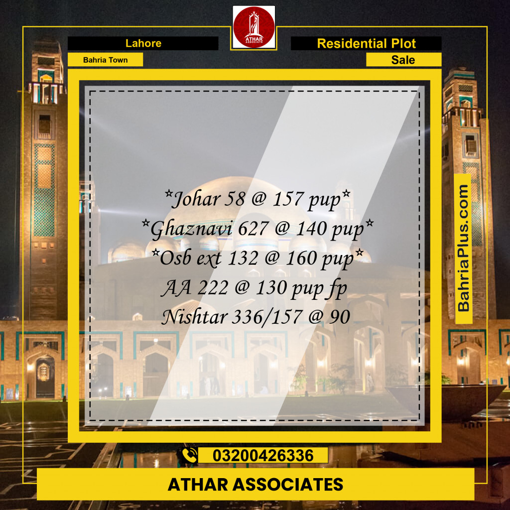 Residential Plot for Sale in Bahria Town, Lahore - (BP-235377)