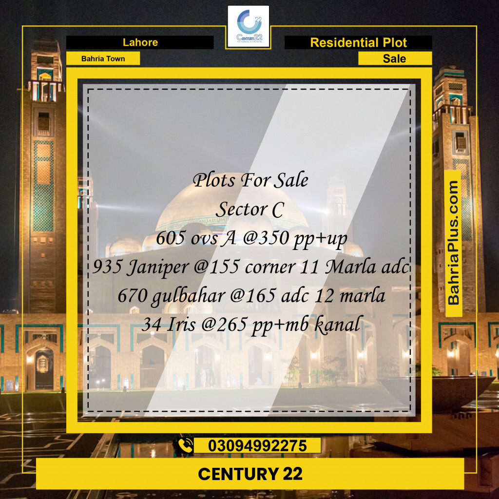 Residential Plot for Sale in Bahria Town, Lahore - (BP-235400)