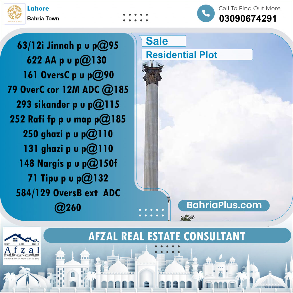 Residential Plot for Sale in Bahria Town, Lahore - (BP-235405)