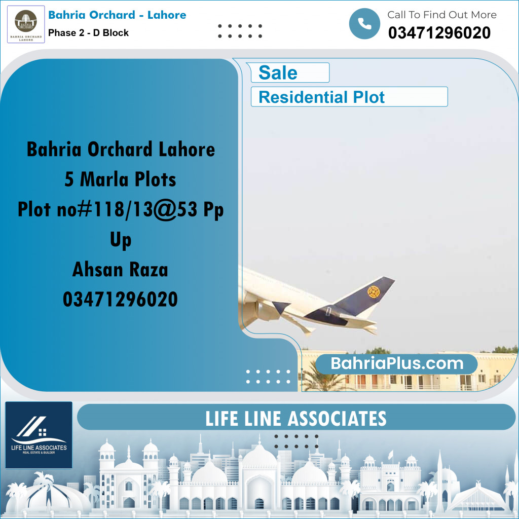 5 Marla Residential Plot for Sale in Phase 2 - D Block -  Bahria Orchard, Lahore - (BP-235425)
