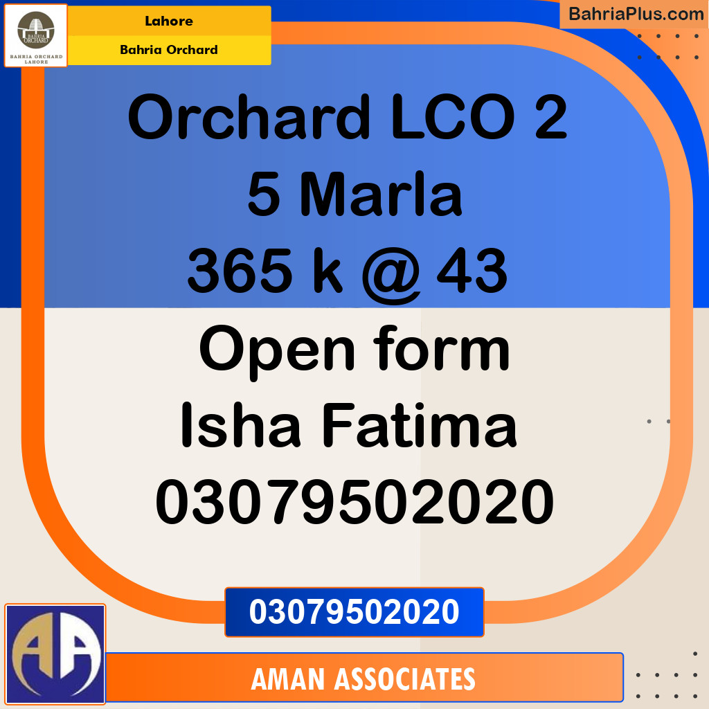 Residential Plot for Sale in Bahria Orchard, Lahore - (BP-235430)
