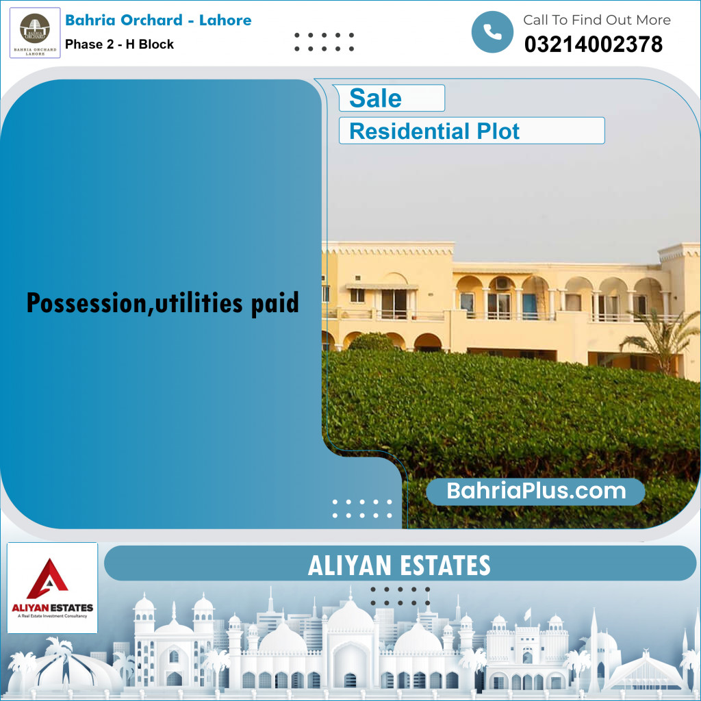 8 Marla Residential Plot for Sale in Phase 2 - H Block -  Bahria Orchard, Lahore - (BP-235436)