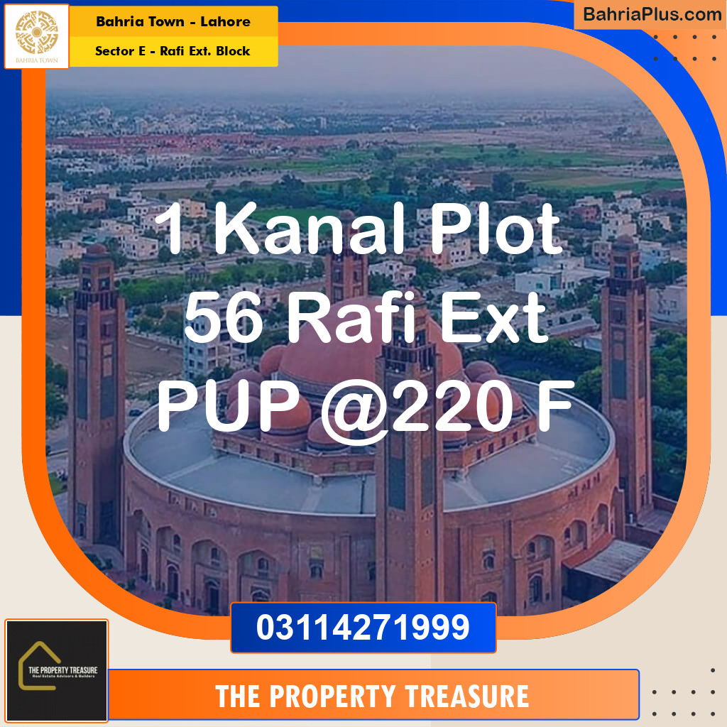 1 Kanal Residential Plot for Sale in Sector E - Rafi Ext. Block -  Bahria Town, Lahore - (BP-235481)