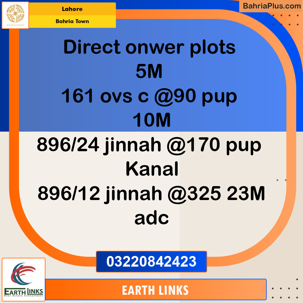 Residential Plot for Sale in Bahria Town, Lahore - (BP-235482)