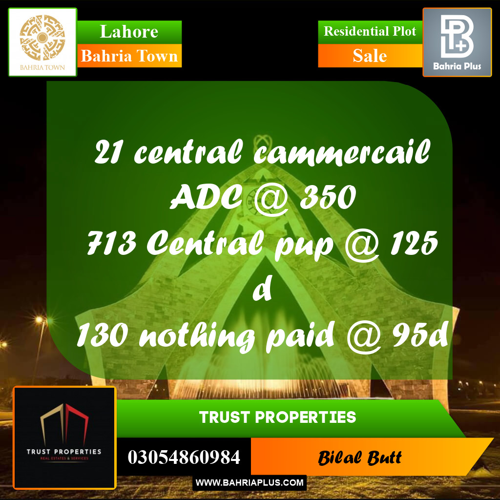 Residential Plot for Sale in Bahria Town, Lahore - (BP-235532)