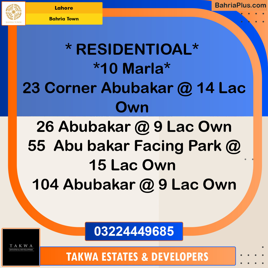 5 Marla Residential Plot for Sale in Bahria Town, Lahore - (BP-235535)