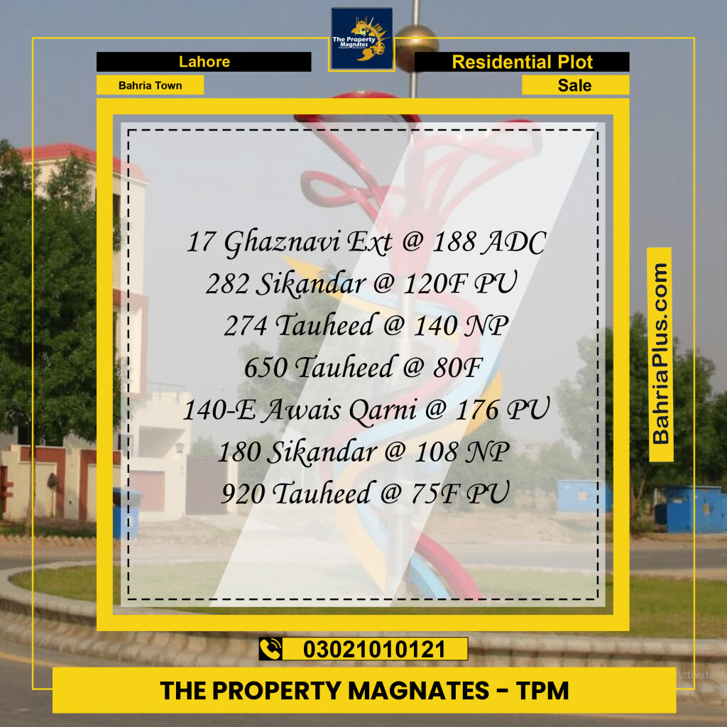 Residential Plot for Sale in Bahria Town, Lahore - (BP-235547)