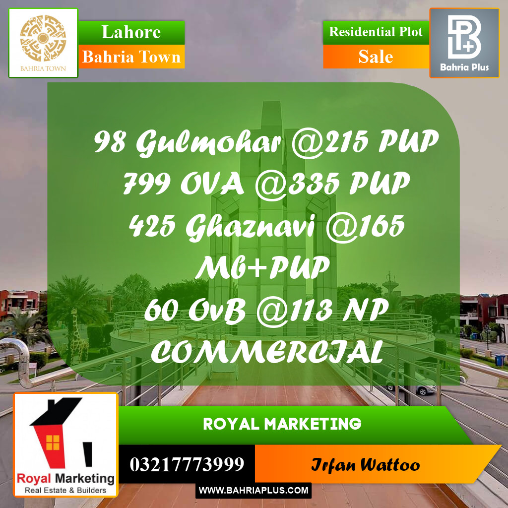 Residential Plot for Sale in Bahria Town, Lahore - (BP-235570)
