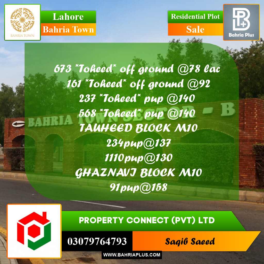 Residential Plot for Sale in Bahria Town, Lahore - (BP-235576)