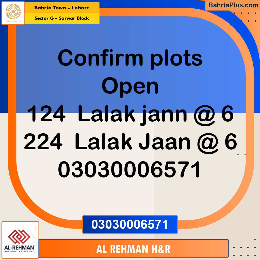 5 Marla Residential Plot for Sale in Sector G - Sarwar Block -  Bahria Town, Lahore - (BP-235767)