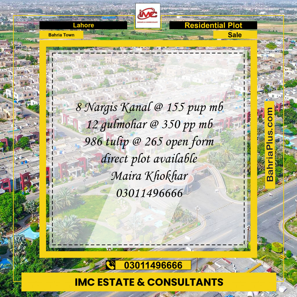 Residential Plot for Sale in Bahria Town, Lahore - (BP-235798)