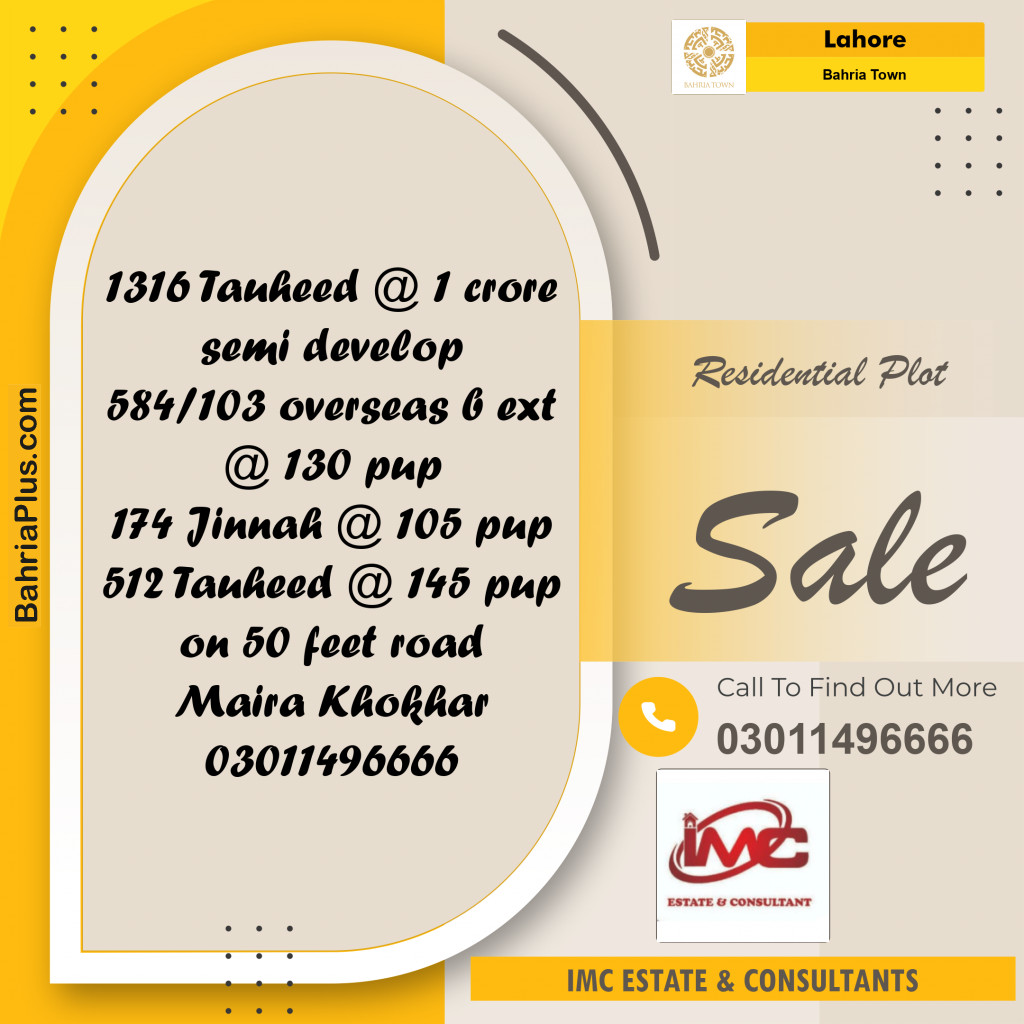 Residential Plot for Sale in Bahria Town, Lahore - (BP-235799)
