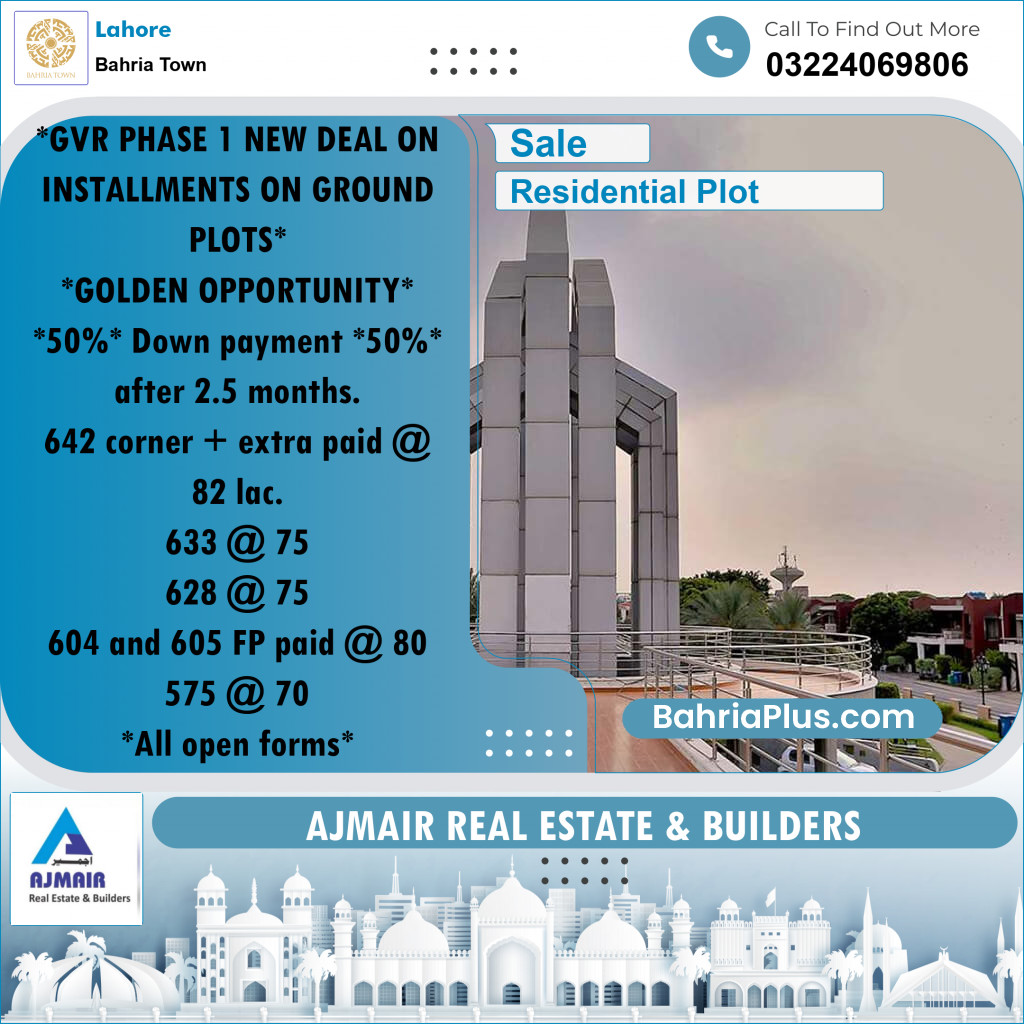 Residential Plot for Sale in Bahria Town, Lahore - (BP-235814)
