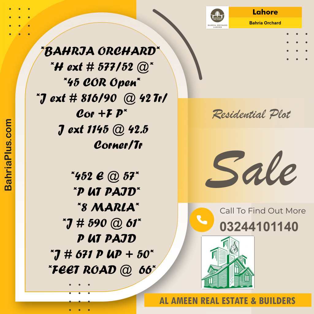 Residential Plot for Sale in Bahria Orchard, Lahore - (BP-235819)