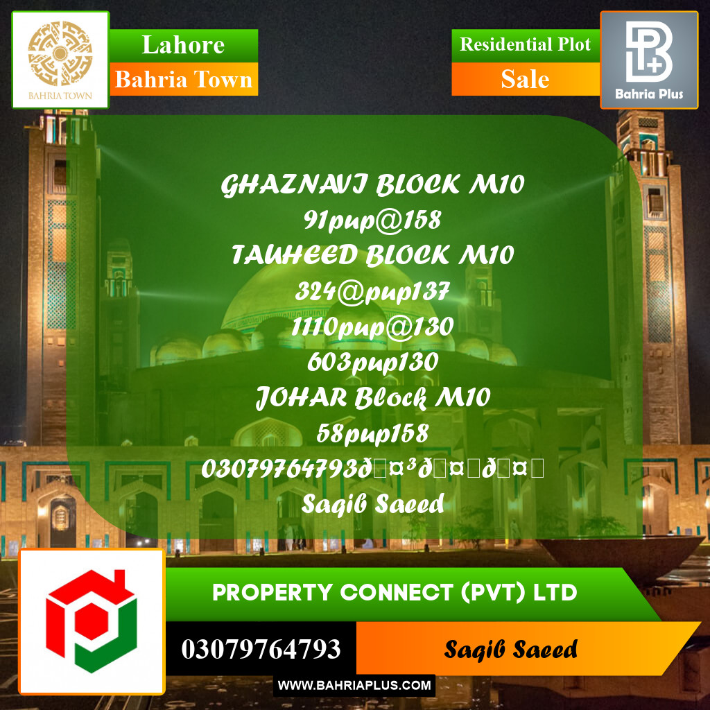 Residential Plot for Sale in Bahria Town, Lahore - (BP-235856)