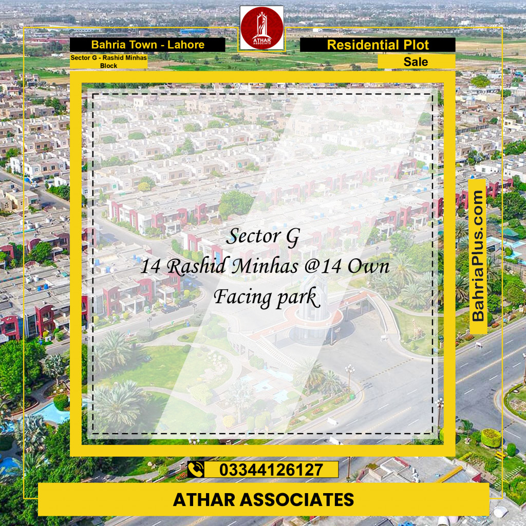 10 Marla Residential Plot for Sale in Sector G - Rashid Minhas Block -  Bahria Town, Lahore - (BP-235862)