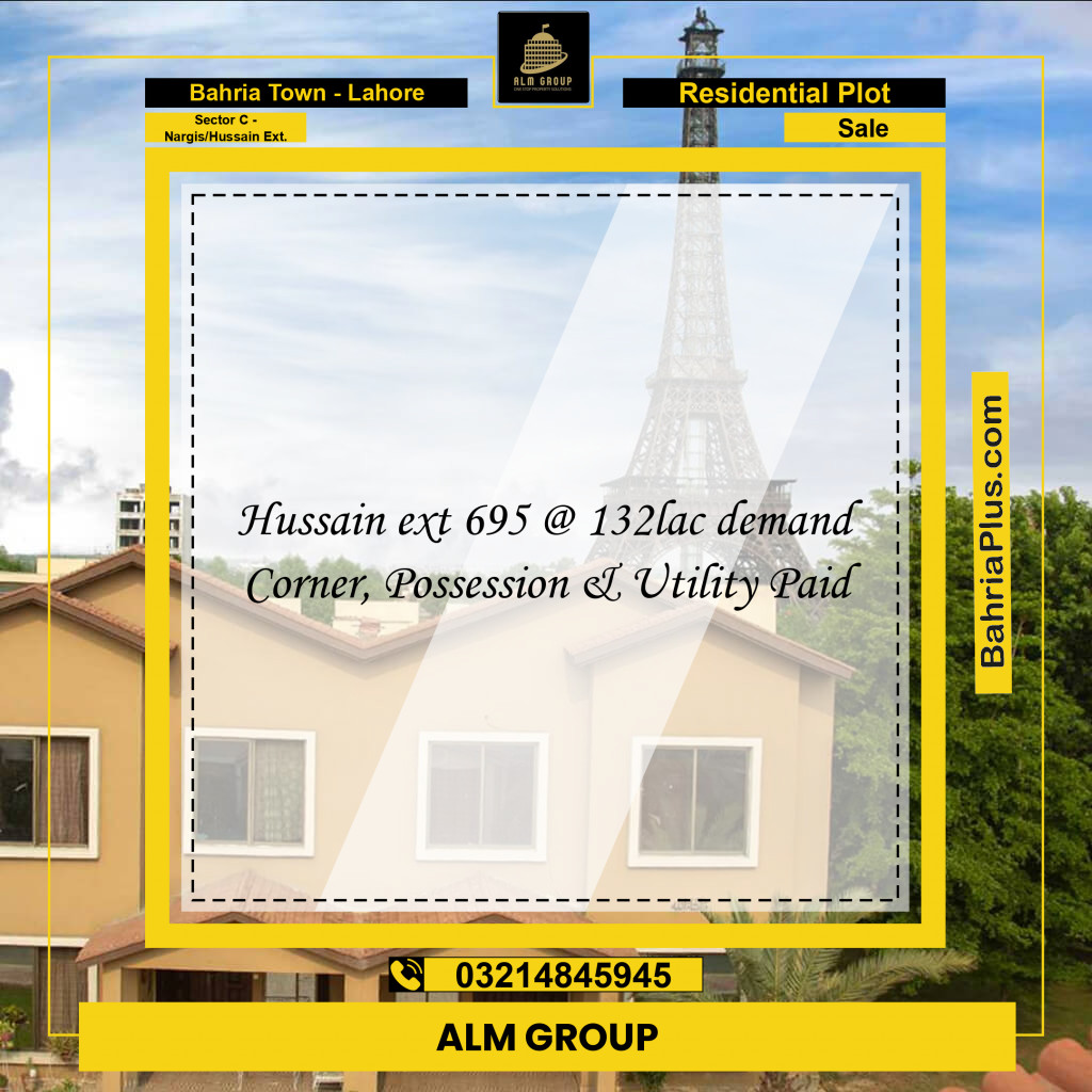 10 Marla Residential Plot for Sale in Sector C - Nargis/Hussain Ext. -  Bahria Town, Lahore - (BP-235868)