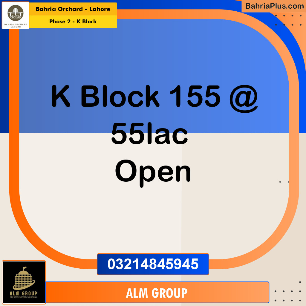 5 Marla Residential Plot for Sale in Phase 2 - K Block -  Bahria Orchard, Lahore - (BP-235870)