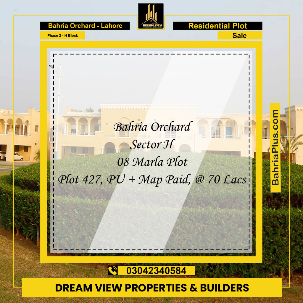 8 Marla Residential Plot for Sale in Phase 2 - H Block -  Bahria Orchard, Lahore - (BP-235873)