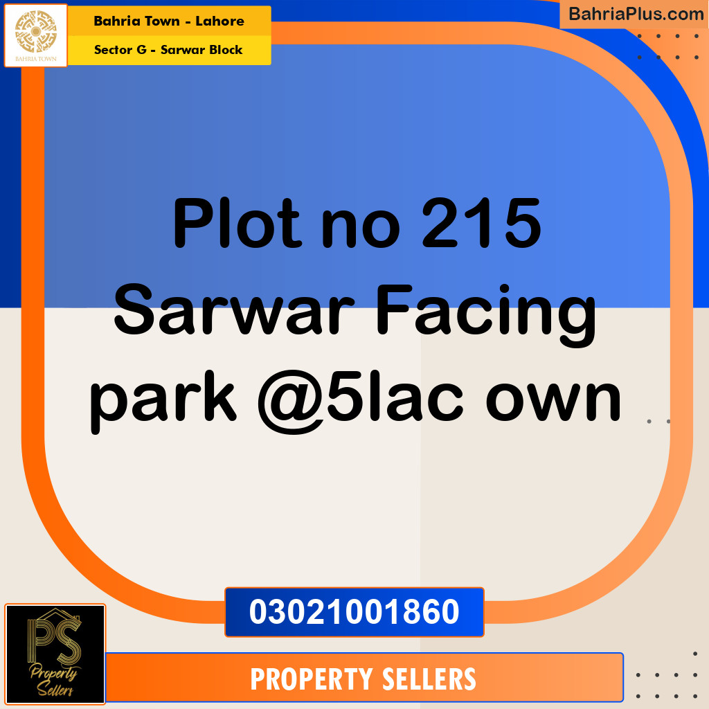 5 Marla Residential Plot for Sale in Sector G - Sarwar Block -  Bahria Town, Lahore - (BP-235879)