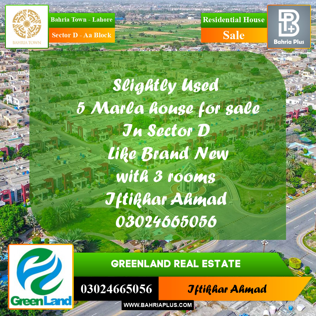 5 Marla Residential House for Sale in Sector D - AA Block -  Bahria Town, Lahore - (BP-235900)