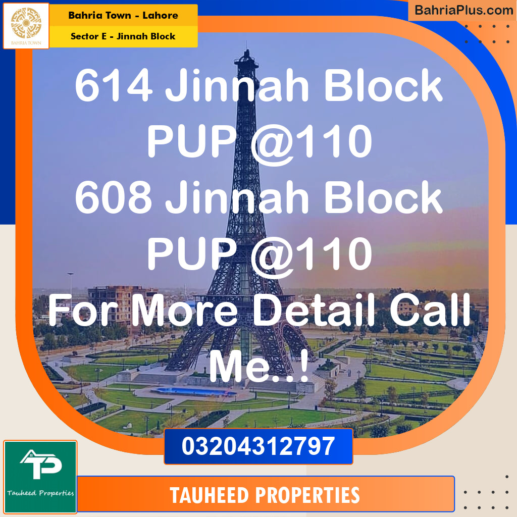 5 Marla Residential Plot for Sale in Sector E - Jinnah Block -  Bahria Town, Lahore - (BP-235925)