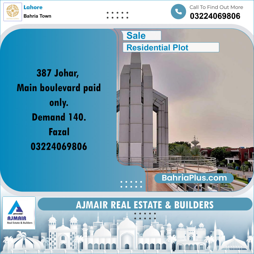 Residential Plot for Sale in Bahria Town, Lahore - (BP-235927)