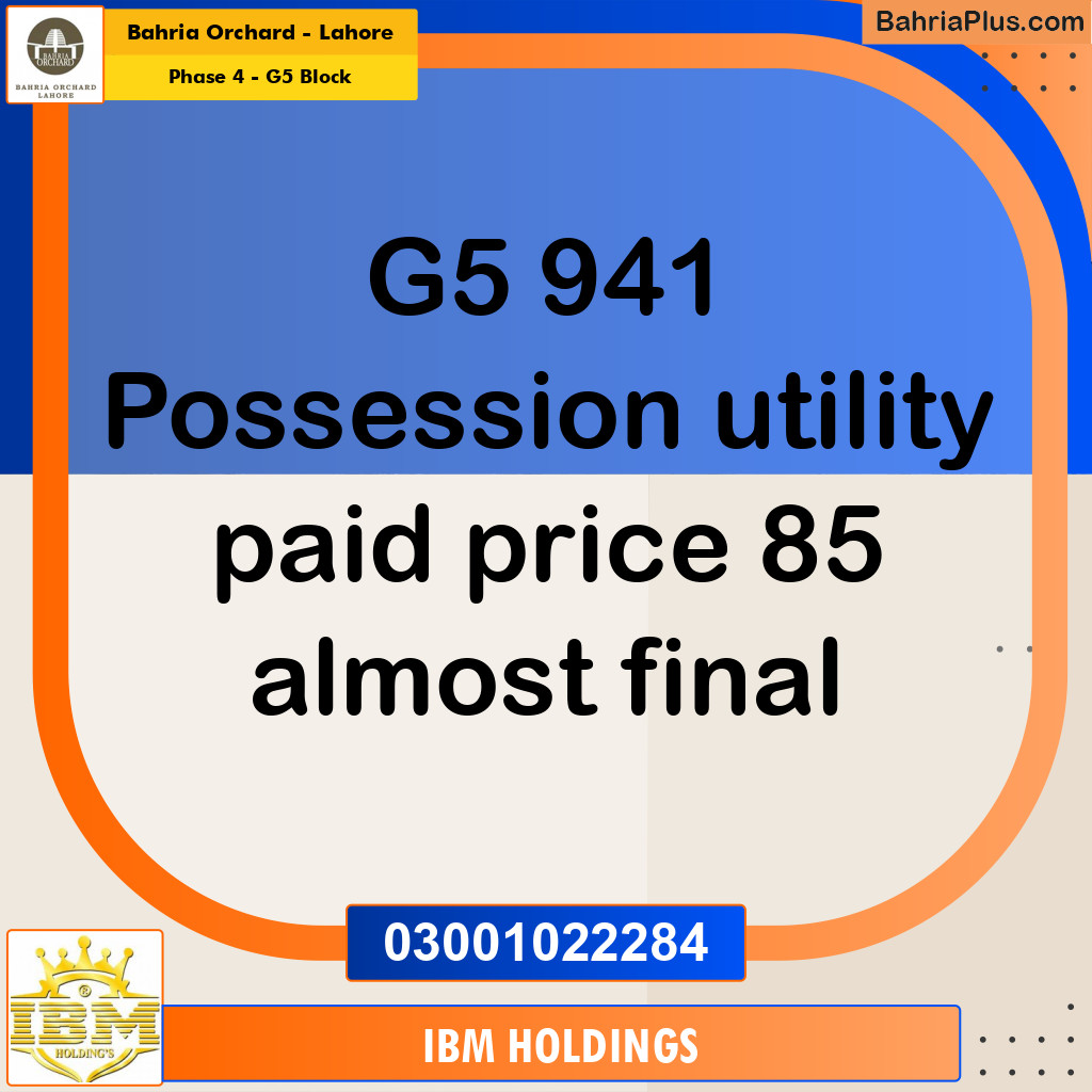 10 Marla Residential Plot for Sale in Phase 4 - G5 Block -  Bahria Orchard, Lahore - (BP-235961)