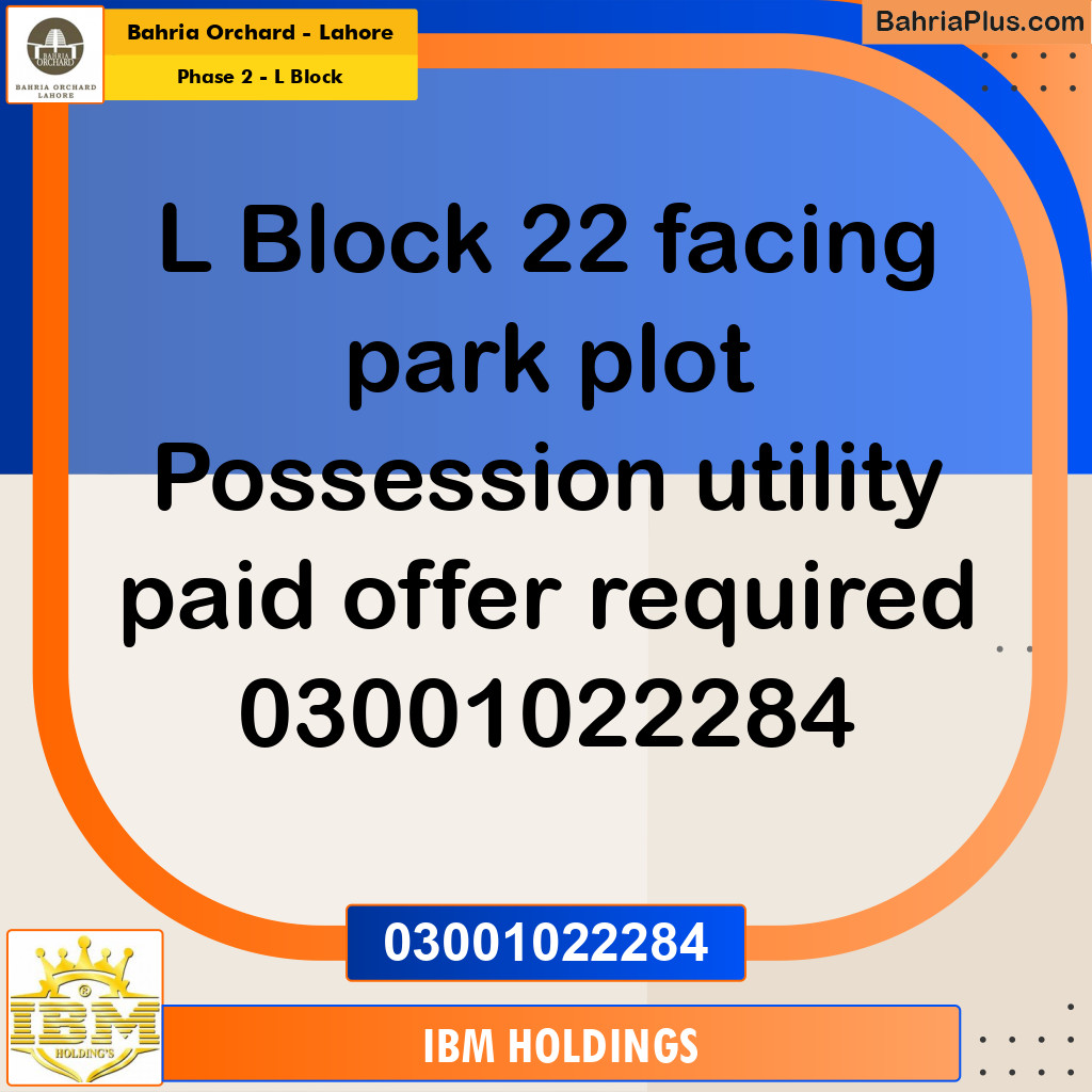 5 Marla Residential Plot for Sale in Phase 2 - L Block -  Bahria Orchard, Lahore - (BP-235983)