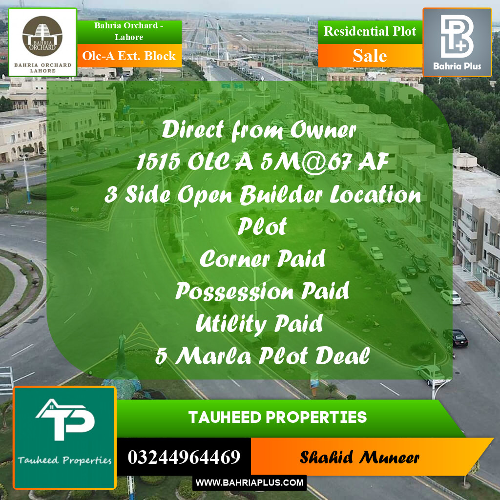 5 Marla Residential Plot for Sale in OLC-A Ext. Block -  Bahria Orchard, Lahore - (BP-236002)