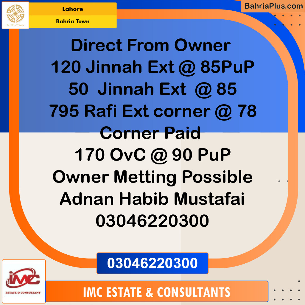 Residential Plot for Sale in Bahria Town, Lahore - (BP-236069)
