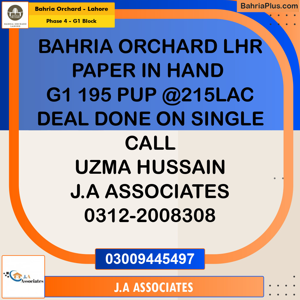 1 Kanal Residential Plot for Sale in Phase 4 - G1 Block -  Bahria Orchard, Lahore - (BP-236082)