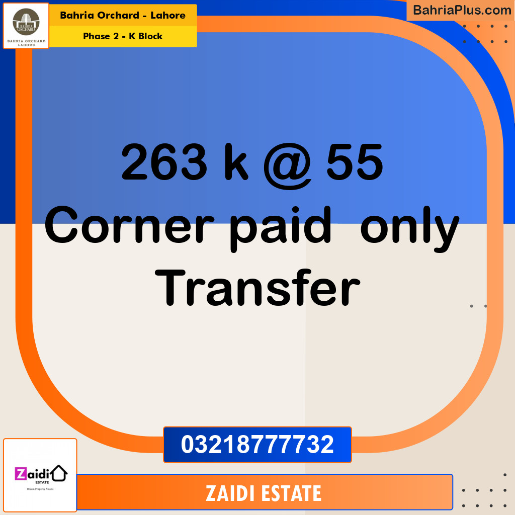 5 Marla Residential Plot for Sale in Phase 2 - K Block -  Bahria Orchard, Lahore - (BP-236090)