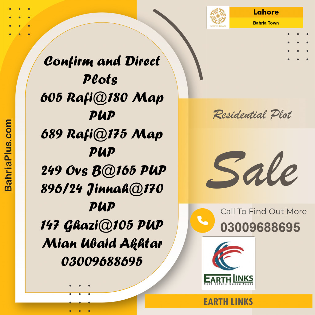 Residential Plot for Sale in Bahria Town, Lahore - (BP-236117)