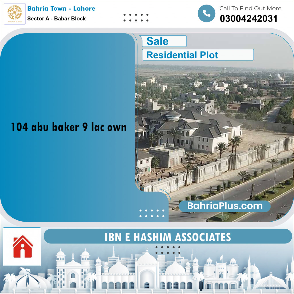 10 Marla Residential Plot for Sale in Sector A - Babar Block -  Bahria Town, Lahore - (BP-236122)