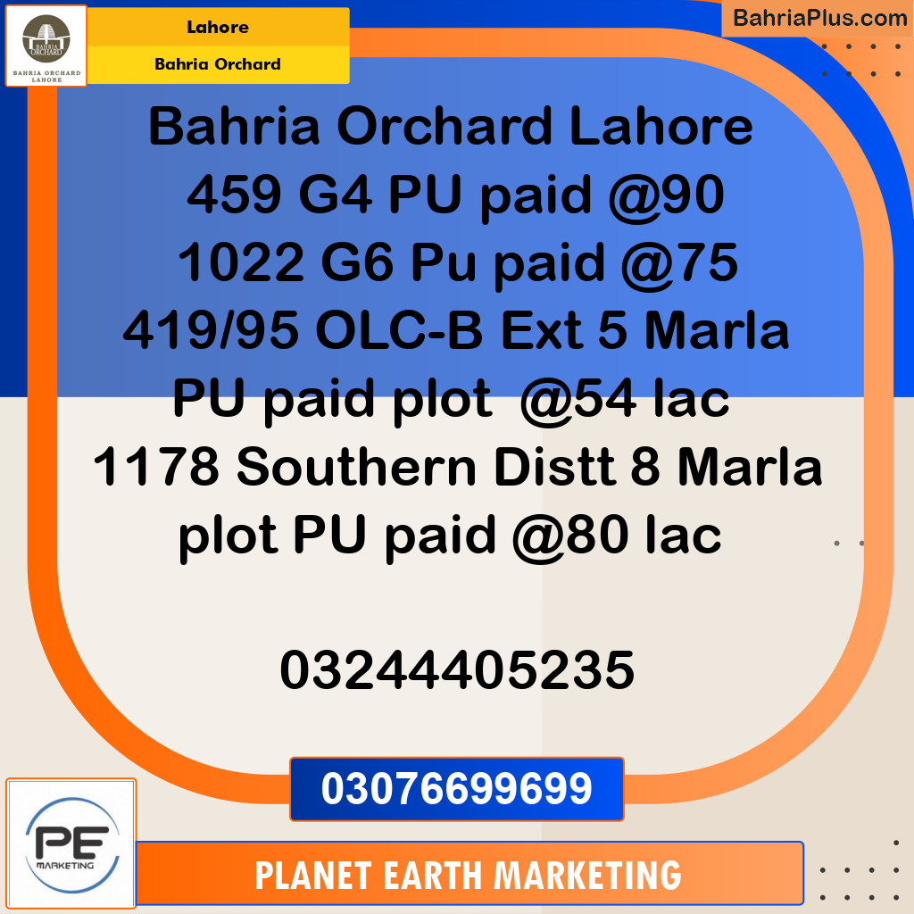 Residential Plot for Sale in Bahria Orchard, Lahore - (BP-236135)