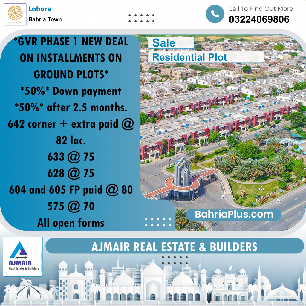 Residential Plot for Sale in Bahria Town, Lahore - (BP-236190)