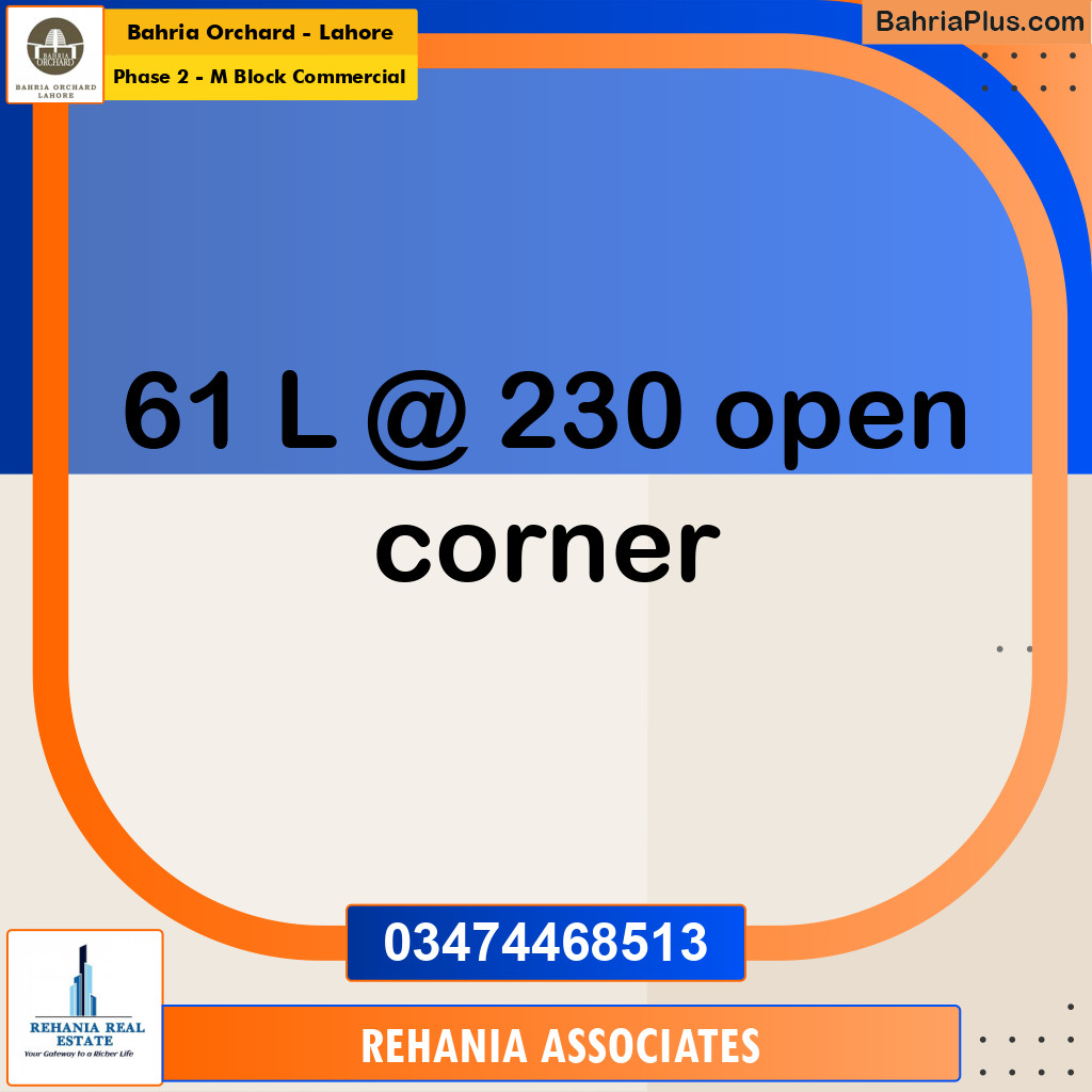 5 Marla Commercial Plot for Sale in Phase 2 - M Block Commercial -  Bahria Orchard, Lahore - (BP-236250)