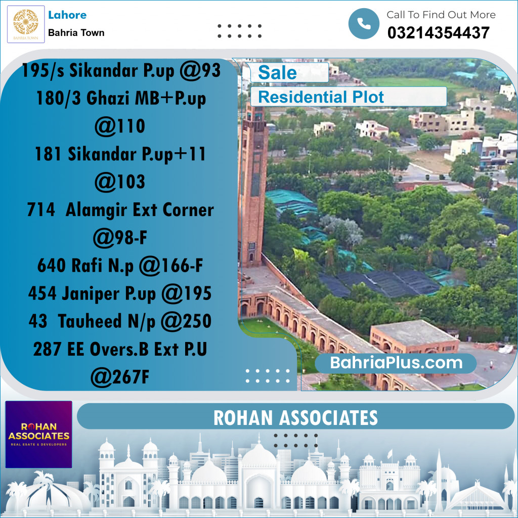 Residential Plot for Sale in Bahria Town, Lahore - (BP-236275)