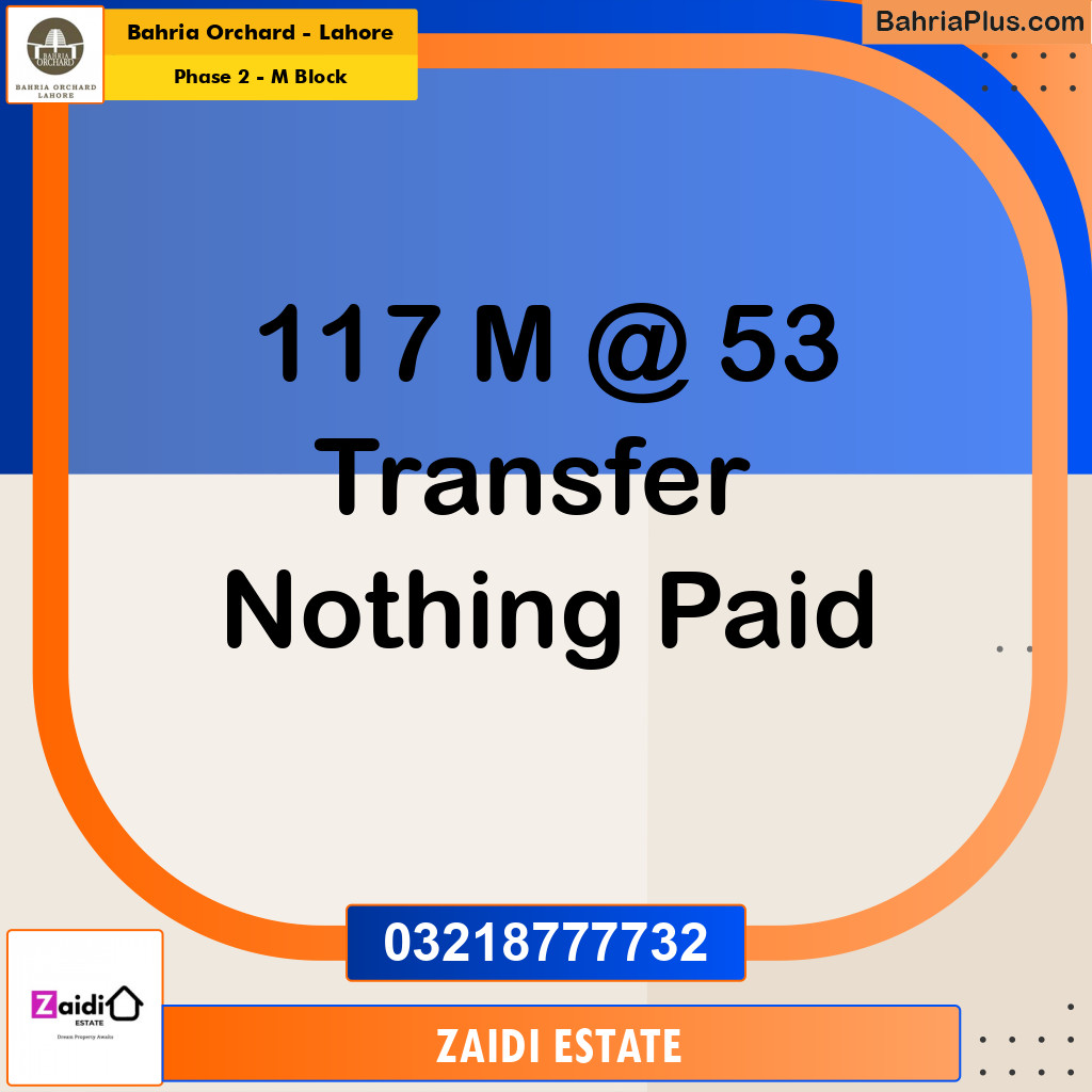 5 Marla Residential Plot for Sale in Phase 2 - M Block -  Bahria Orchard, Lahore - (BP-236299)