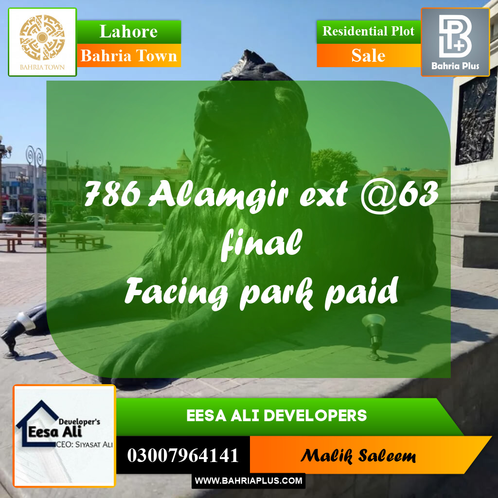 Residential Plot for Sale in Bahria Town, Lahore - (BP-236319)