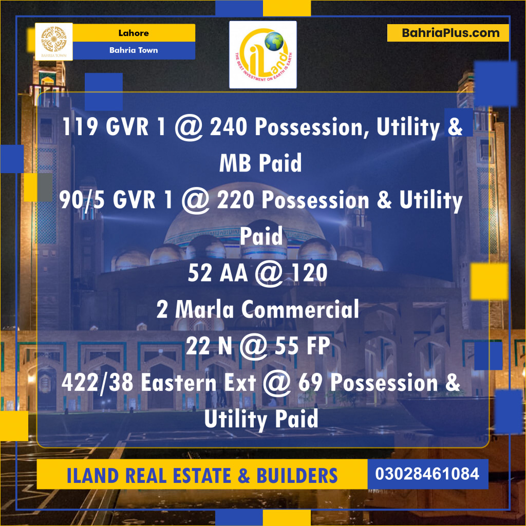 Residential Plot for Sale in Bahria Town, Lahore - (BP-236329)
