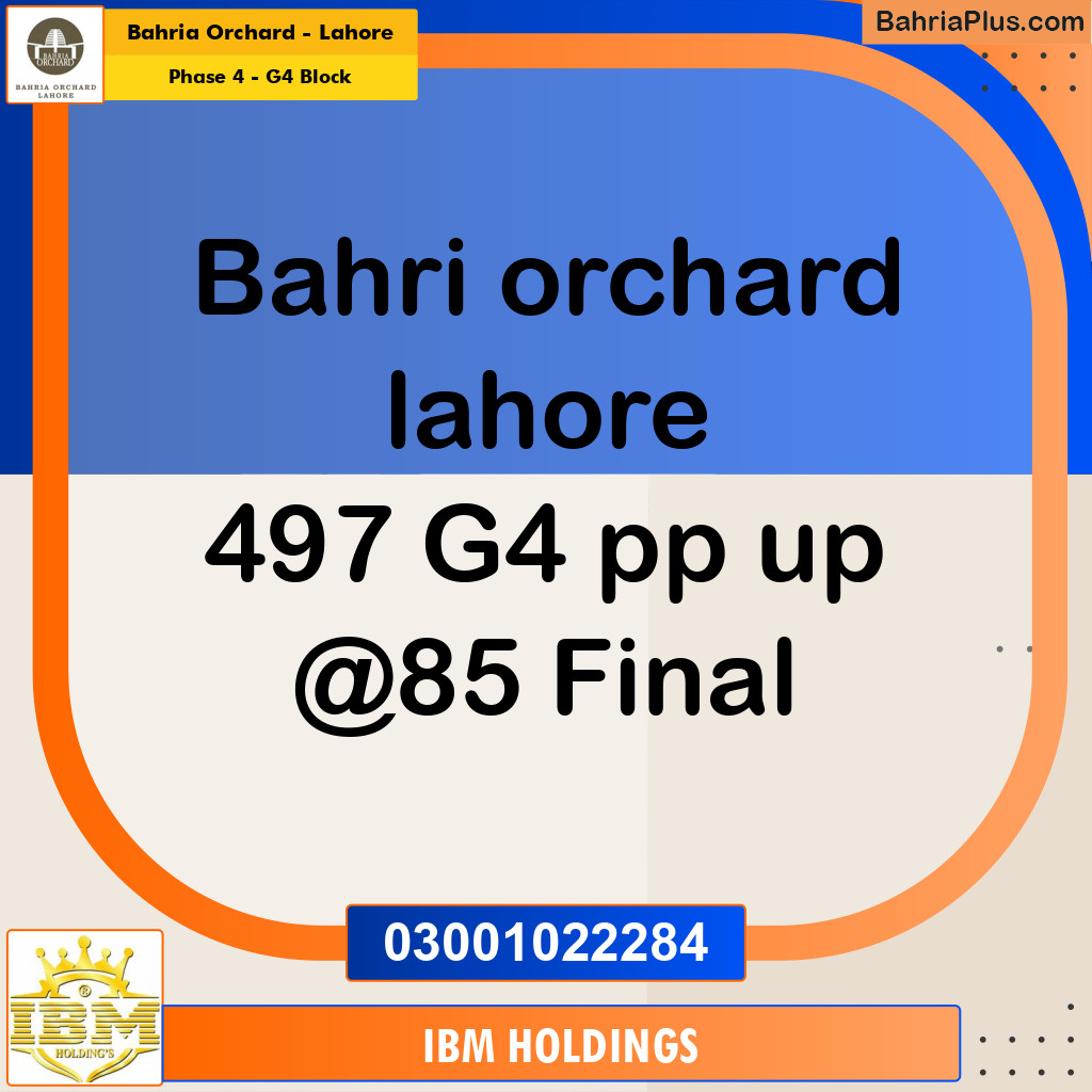 10 Marla Residential Plot for Sale in Phase 4 - G4 Block -  Bahria Orchard, Lahore - (BP-236347)