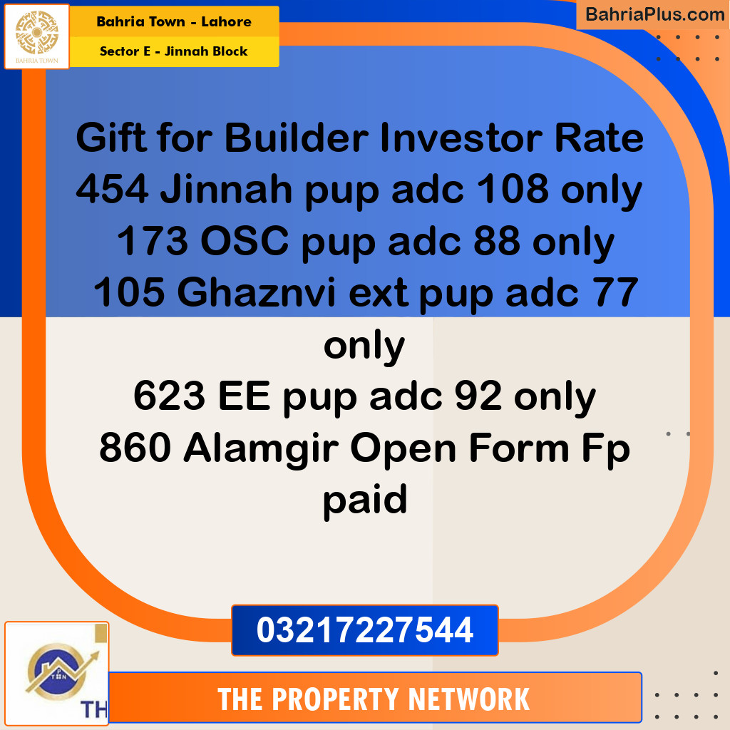 5 Marla Residential Plot for Sale in Sector E - Jinnah Block -  Bahria Town, Lahore - (BP-236348)